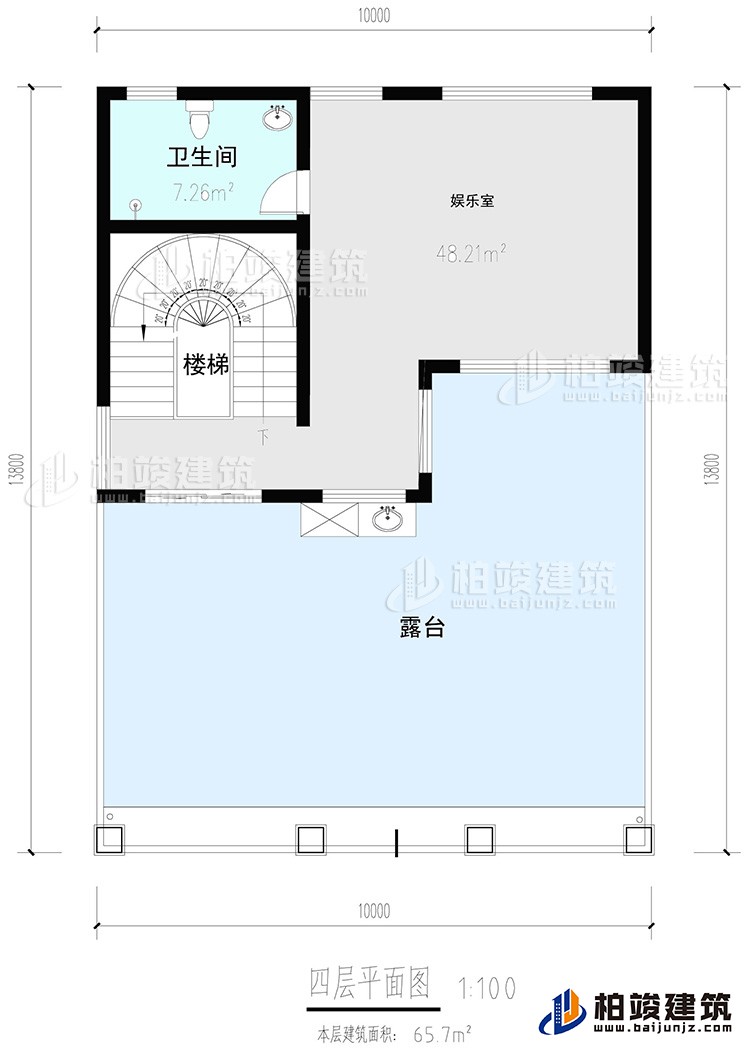 四層:娛樂室，公衛(wèi)，樓梯，露臺